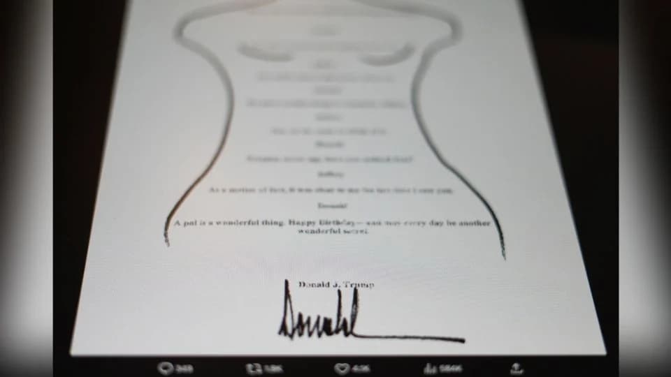 Niega Trump autoría de carta a Epstein con silueta de mujer