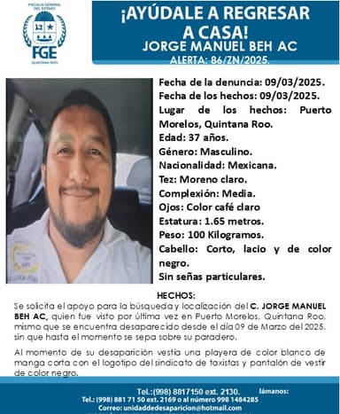 ImagenDesaparece taxista que denunció extorsión de regidora en Puerto Morelos 