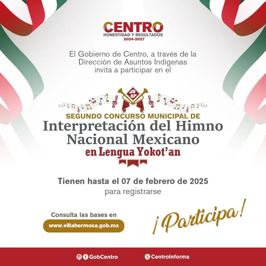 Convocan a Concurso de Himno Nacional en Yokot’an