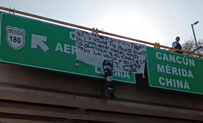 Cuelgan manta amenazante contra Marcela Muñoz 