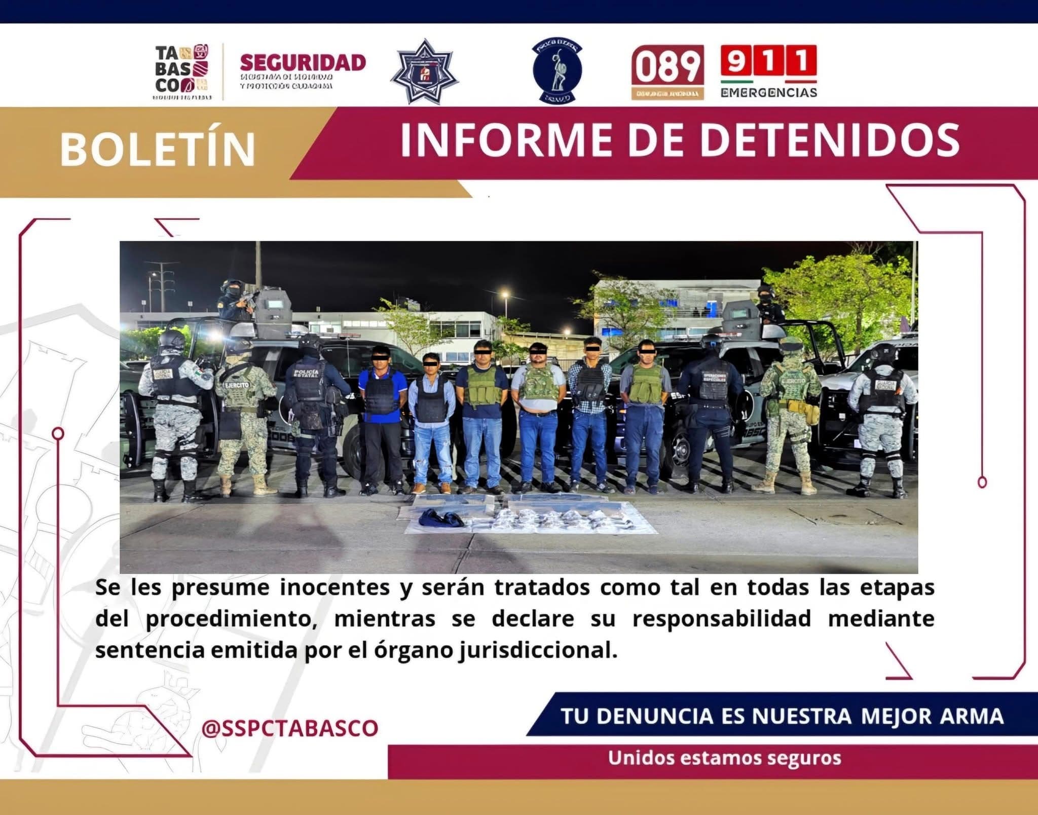 Detienen a seis por extorsión en Villahermosa