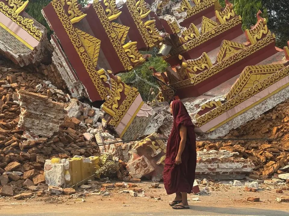 Sismo dañó sitios históricos y religiosos con siglos de antigüedad en Myanmar
