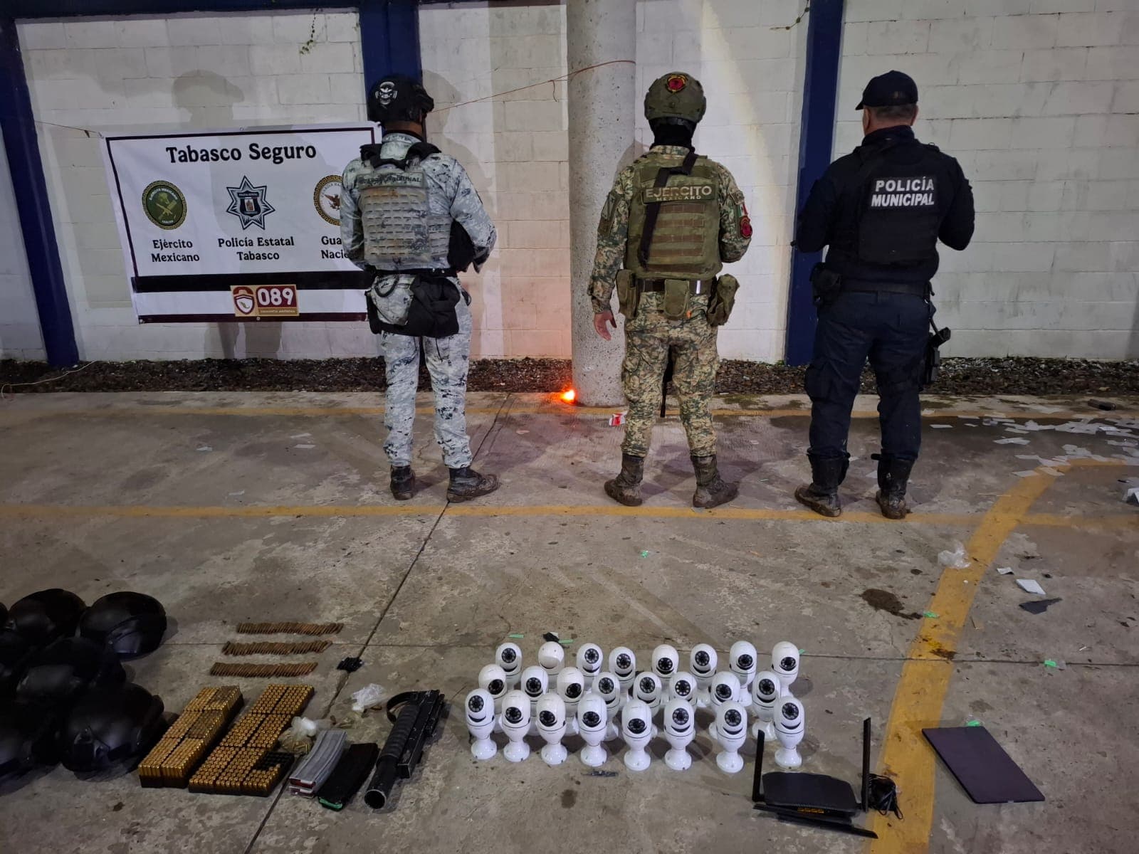 Aseguran armas, drogas, cámaras de vigilancia y vehículos en Huimanguillo