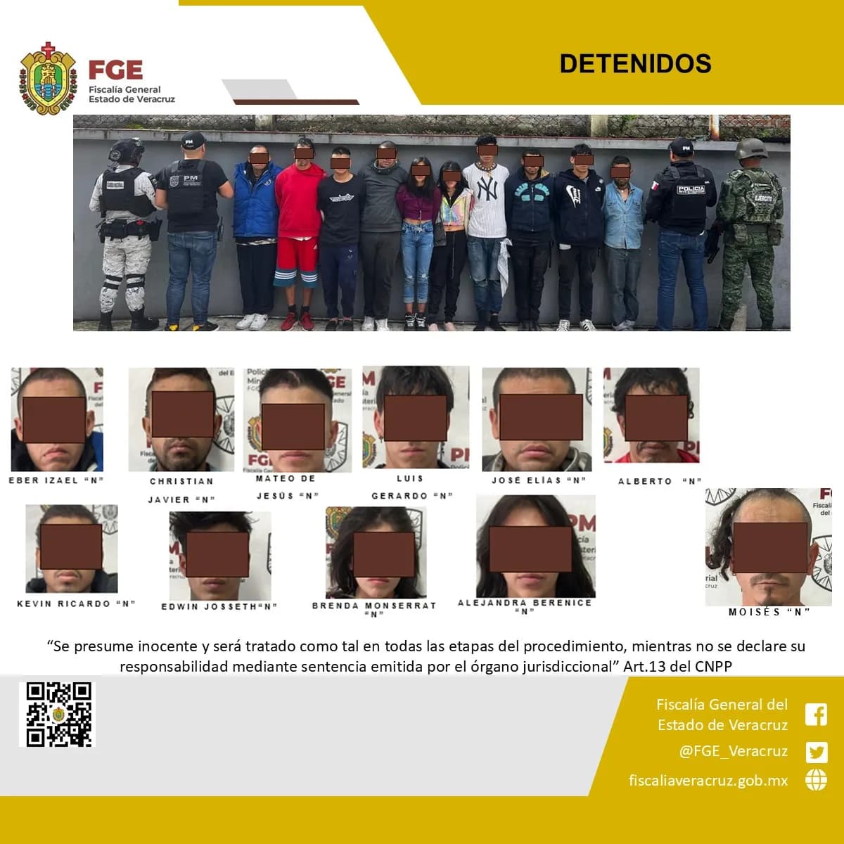 Detienen a 11 en posesión de droga y armas en Xalapa