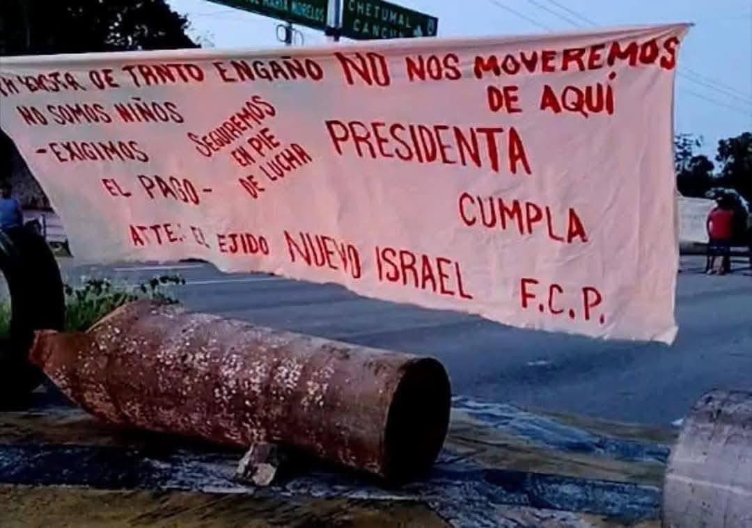 Por indemnización bloquean vía Corta Chetumal- Mérida