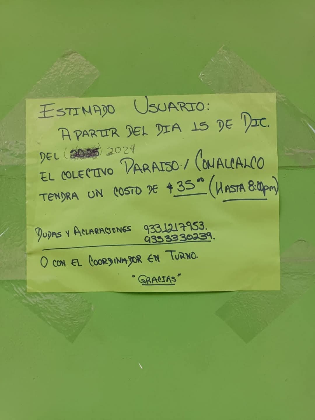 Taxis de ruta Comalcalco–Paraíso suben tarifas sin permiso 