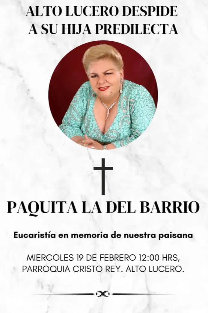 Con misa de ‘cenizas presentes’ rendirán homenaje a Paquita la del Barrio