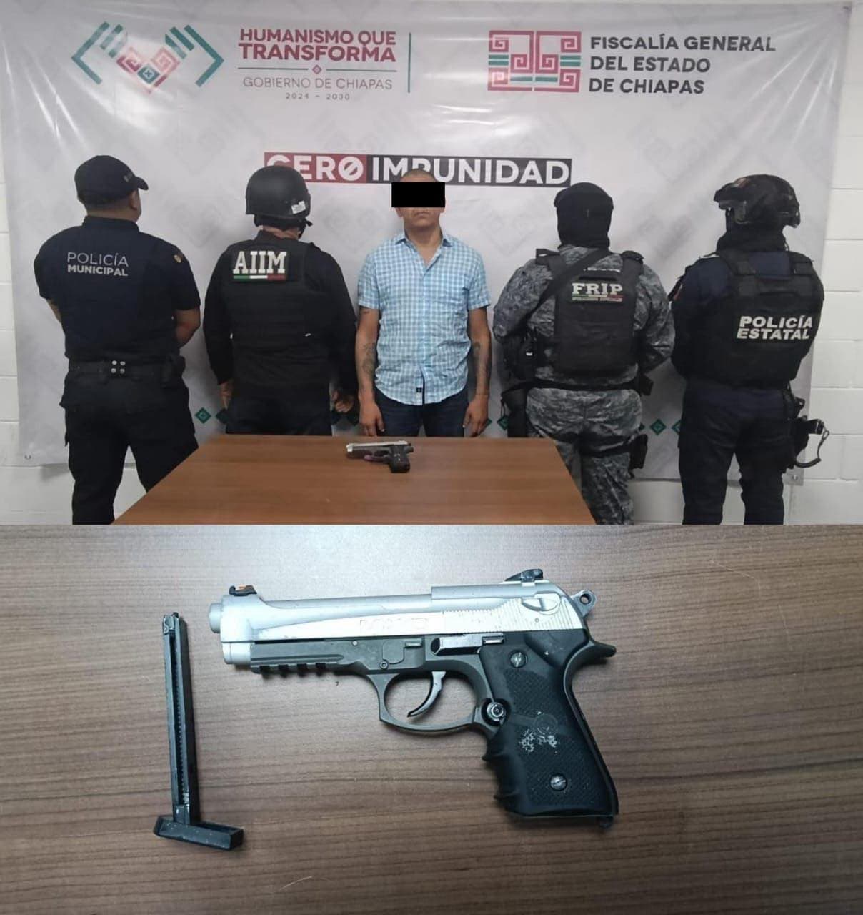 Detienen a sujeto armado en Tuxtla Gutiérrez