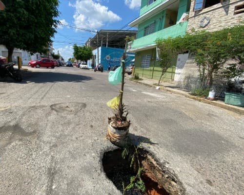 Urgen reparación de baches y fugas de agua en “El Águila”