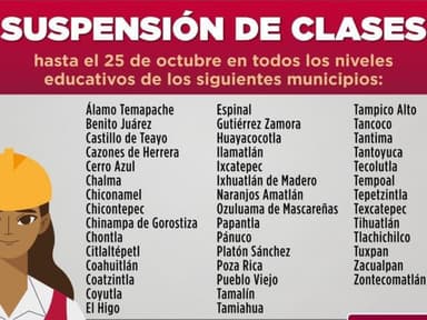 ImagenMantienen suspensión de clases en todos los niveles en 43 municipios de Veracruz