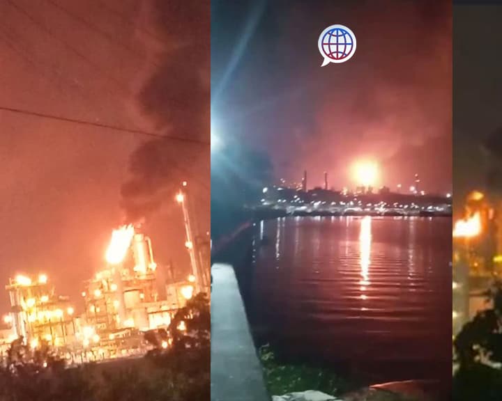 Explosión e incendio en refinería de Minatitlán