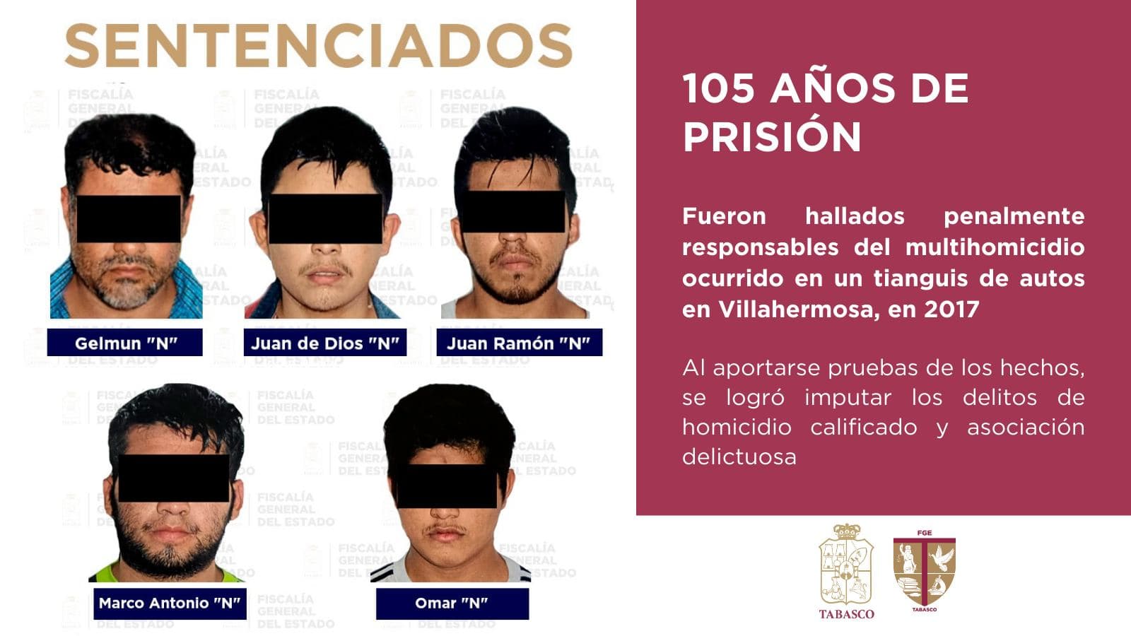 105 años de prisión a multihomicidas
