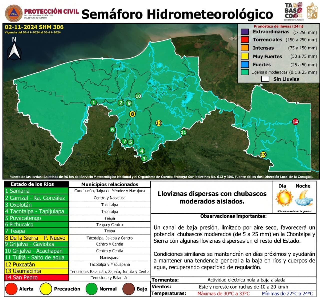 Sólo lloviznas dispersas en Tabasco