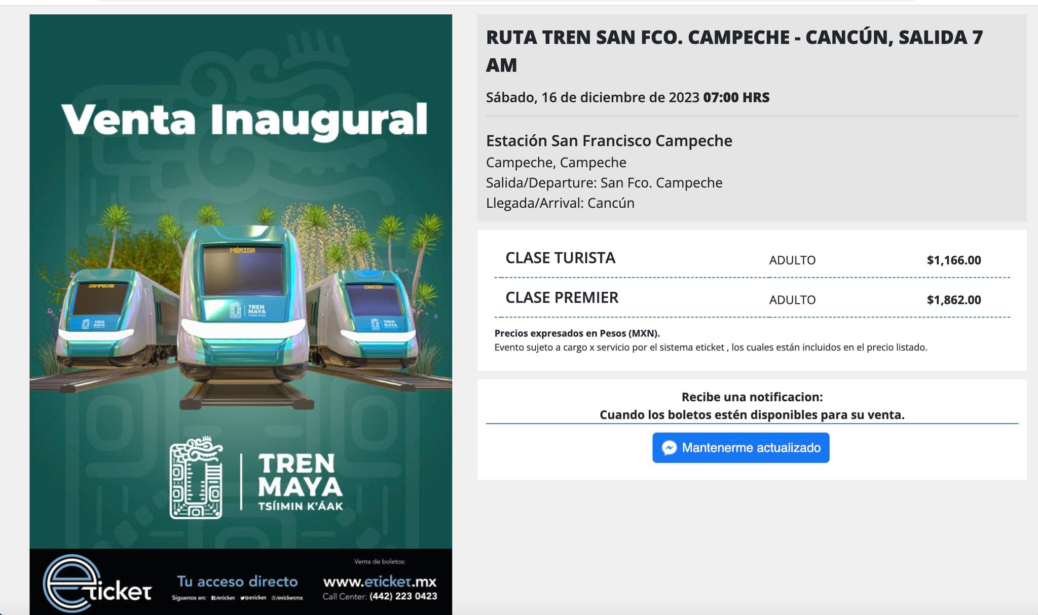 Se agotan boletos del Tren Maya en menos de 30 minutos
