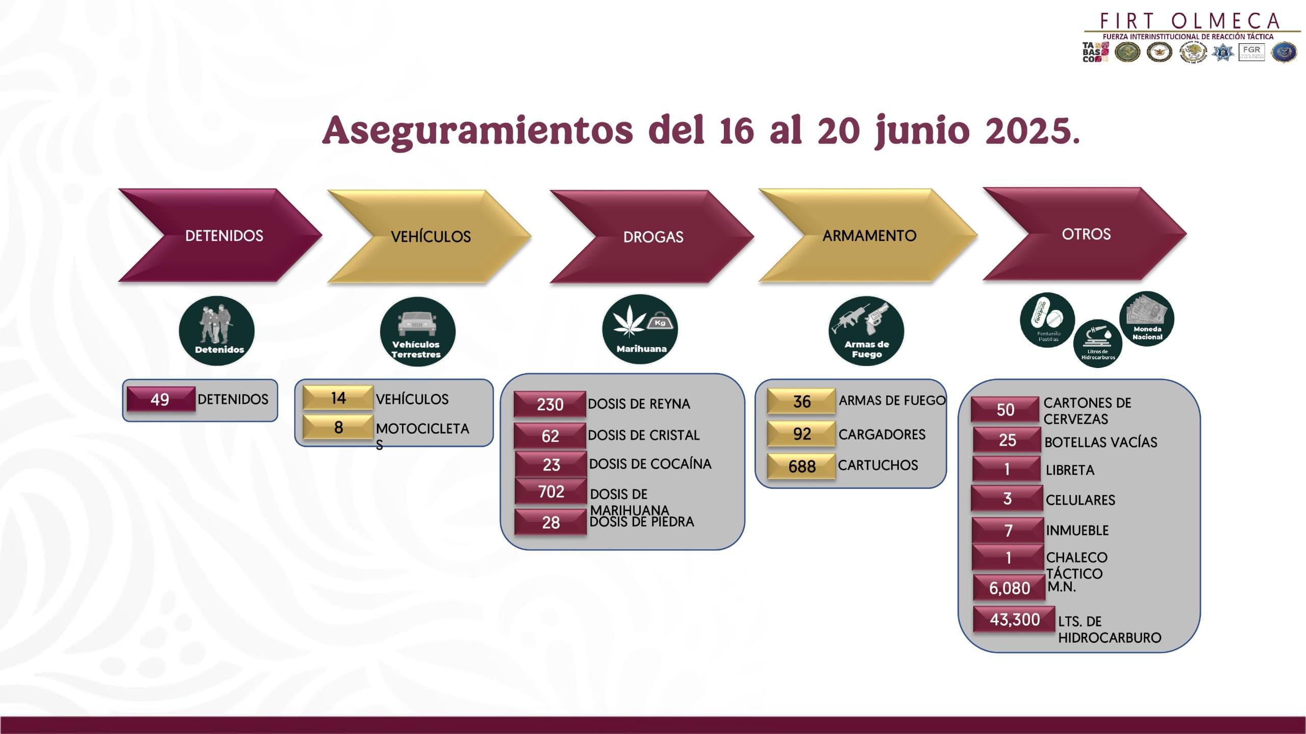 En cuatro días se registraron 49 detenidos: SEDENA
