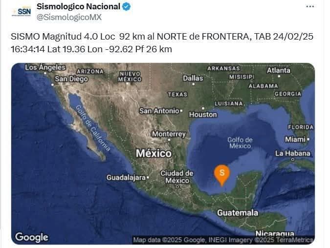 Sorprende a Bahía de Campeche inusual sismo de 4.0