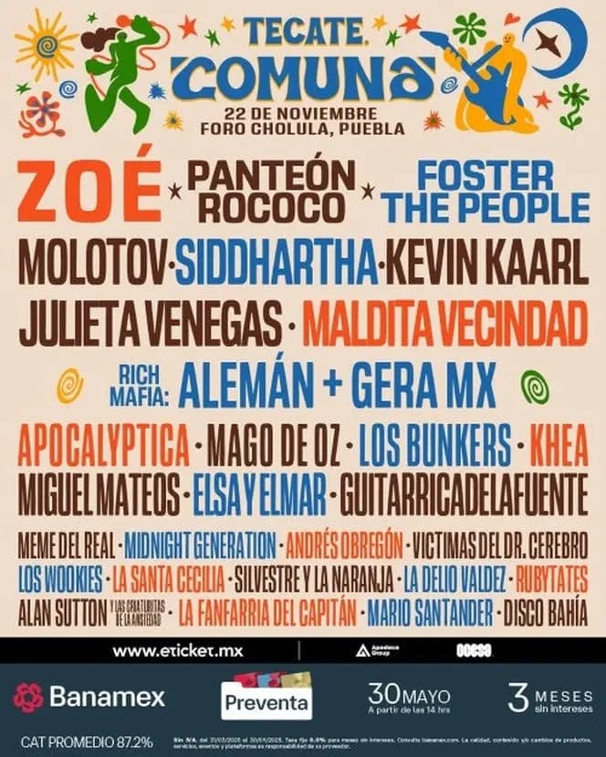 Tecate Comuna 2025 revela cartel y fecha de preventa de boletos
