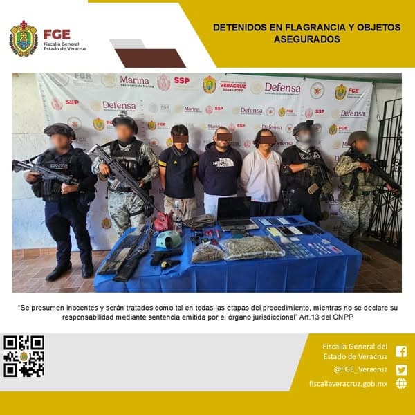 Detienen a 4 y decomisan drogas tras cateo en Teocelo