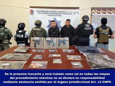 ImagenDetienen a dos en Tulum, iban bien armados 