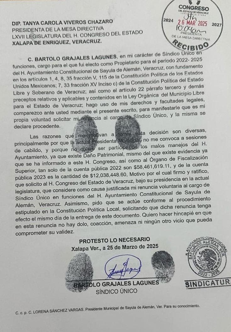Renuncian regidores en Veracruz por "transas de alcaldesa"  