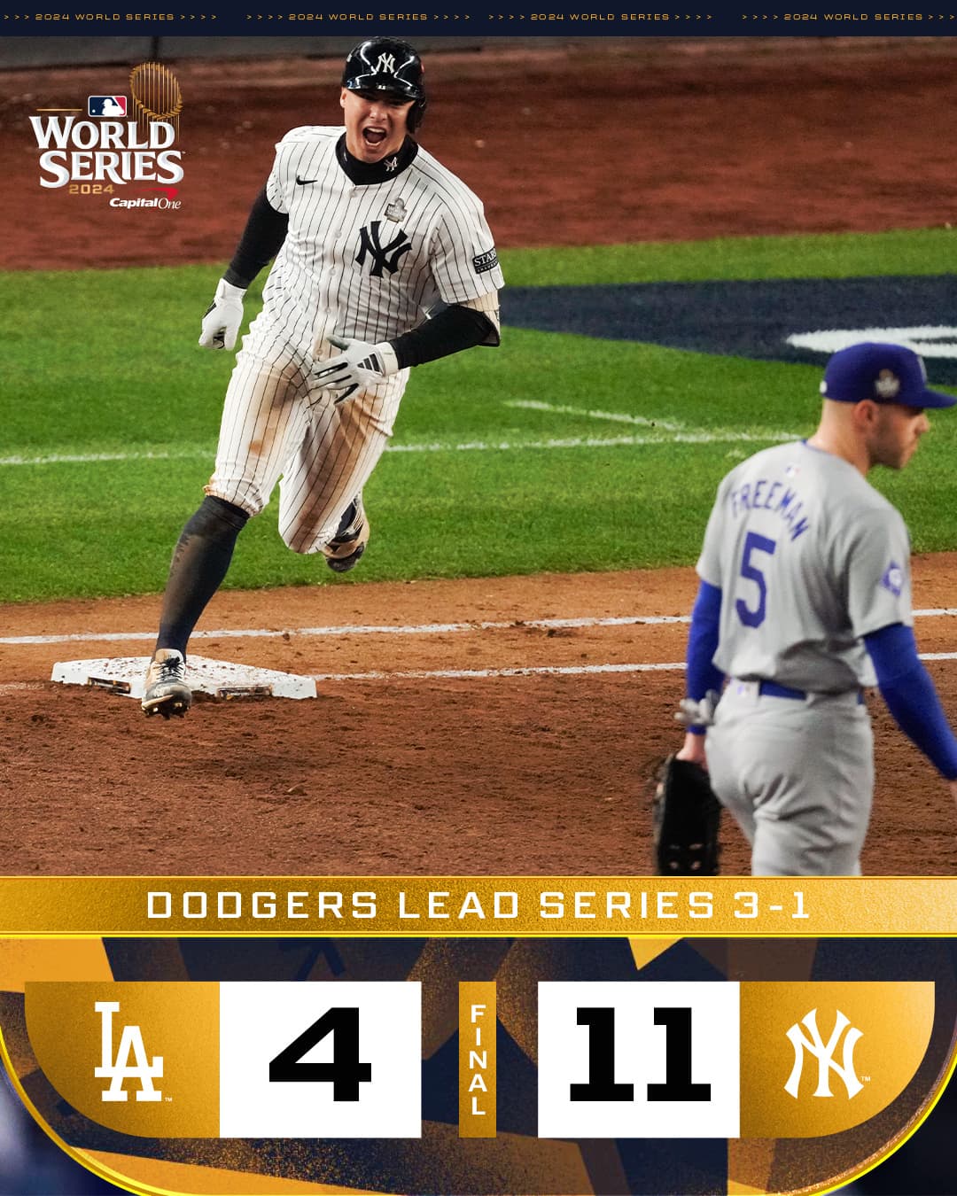 Apalean Yankees 11-4 a los Dodgers, toman aire