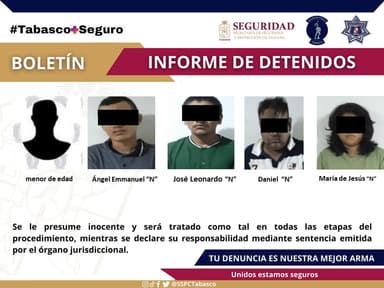 ImagenDetenidos por secuestro de taxista en Tabasco