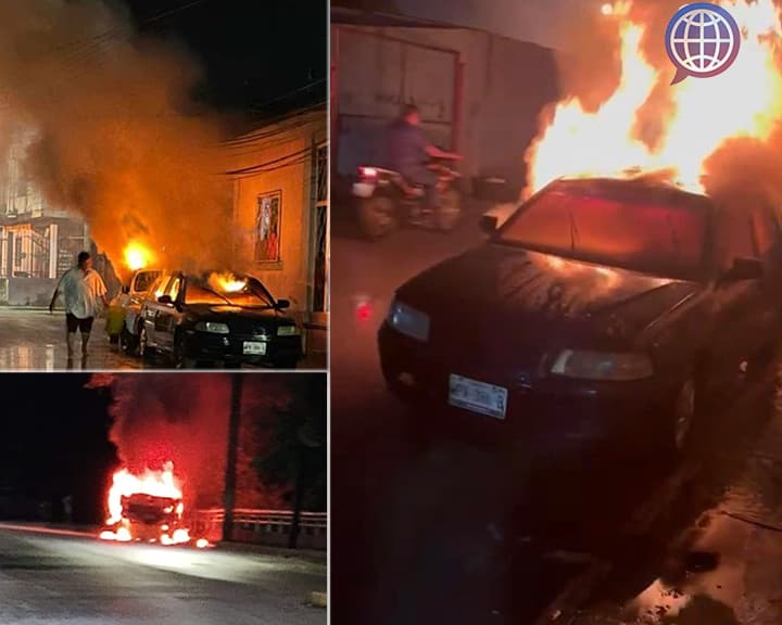 Queman vehículos en Teapa