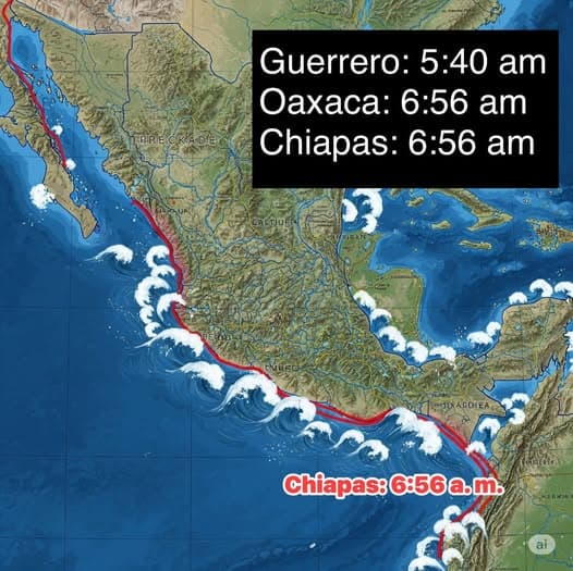 Alerta sísmica y de Tsunami en el Pacífico en Chiapas