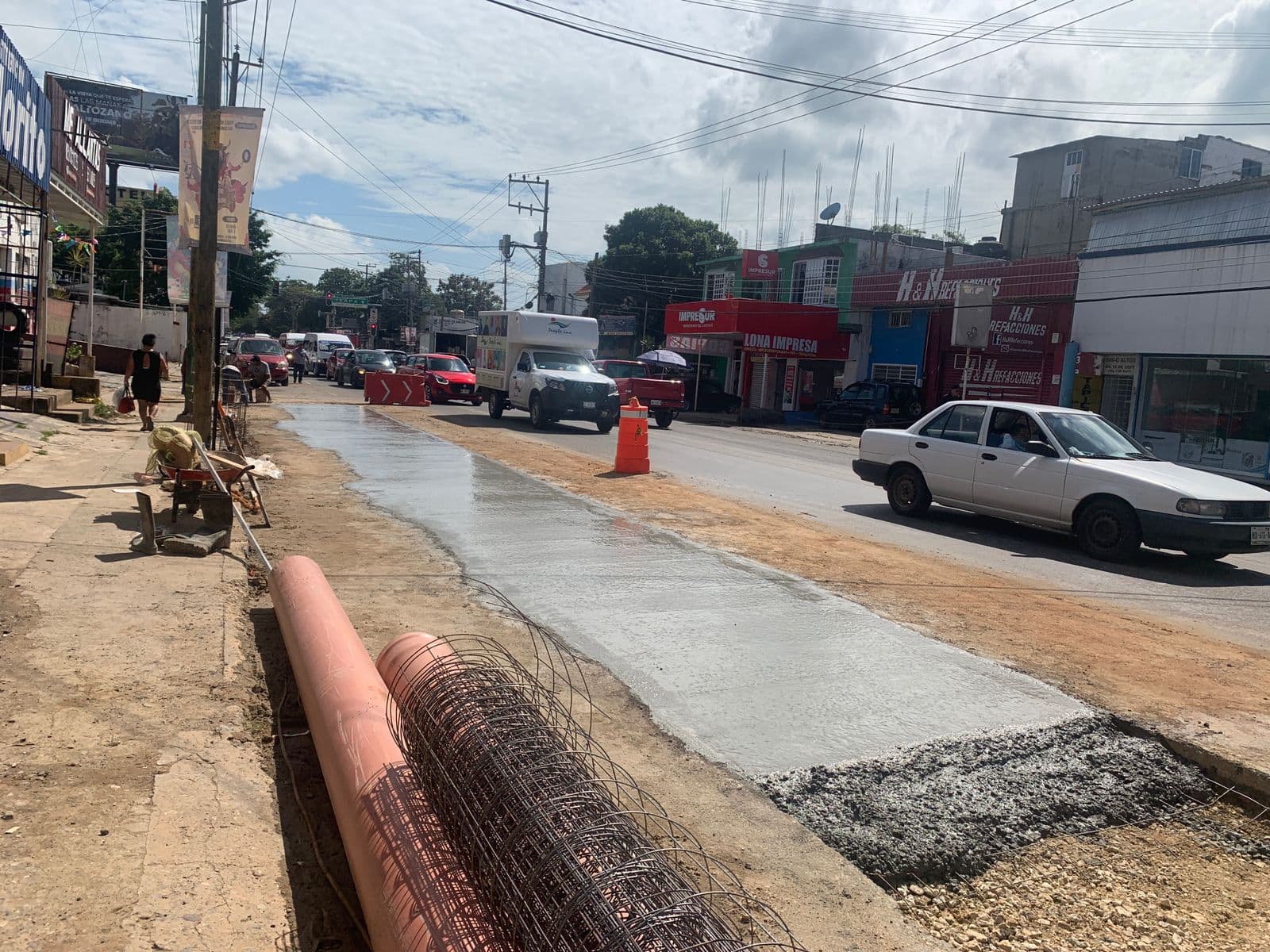 Reparan por quinta vez, calle colapsada en Primero de Mayo