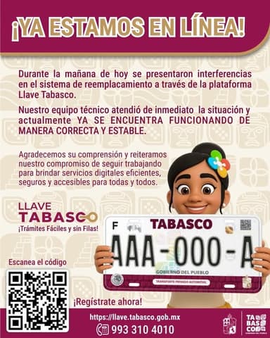 ImagenFalla "Llave Tabasco" no abría acceso: Reemplacamiento arranca con el pie izquierdo