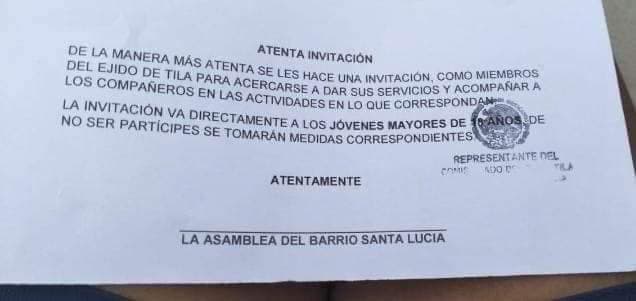 Denuncian reclutamiento forzoso y actos delictivos en Tila