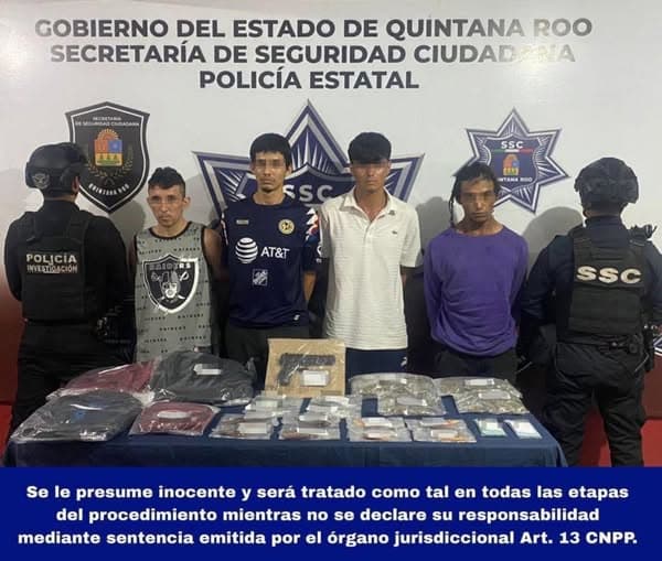 Con una pistola y 156 dosis de droga detienen a cuatro