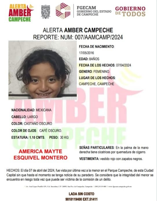 FGE activan Alerta Amber en Campeche