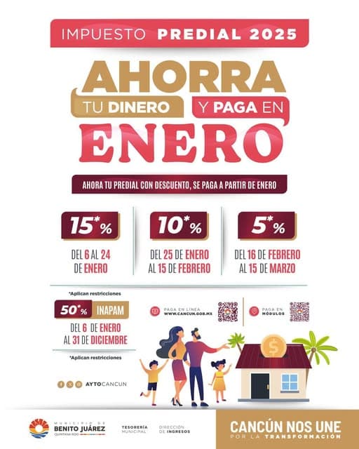 Lanzan campaña “Ahorra tu dinero y paga en enero” en Cancún 
