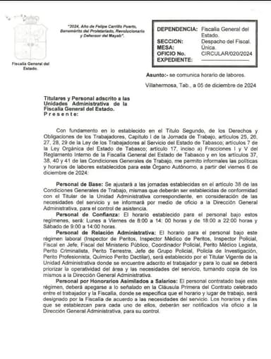 ImagenImpone FGE jornada laboral de 55 horas a personal de confianza