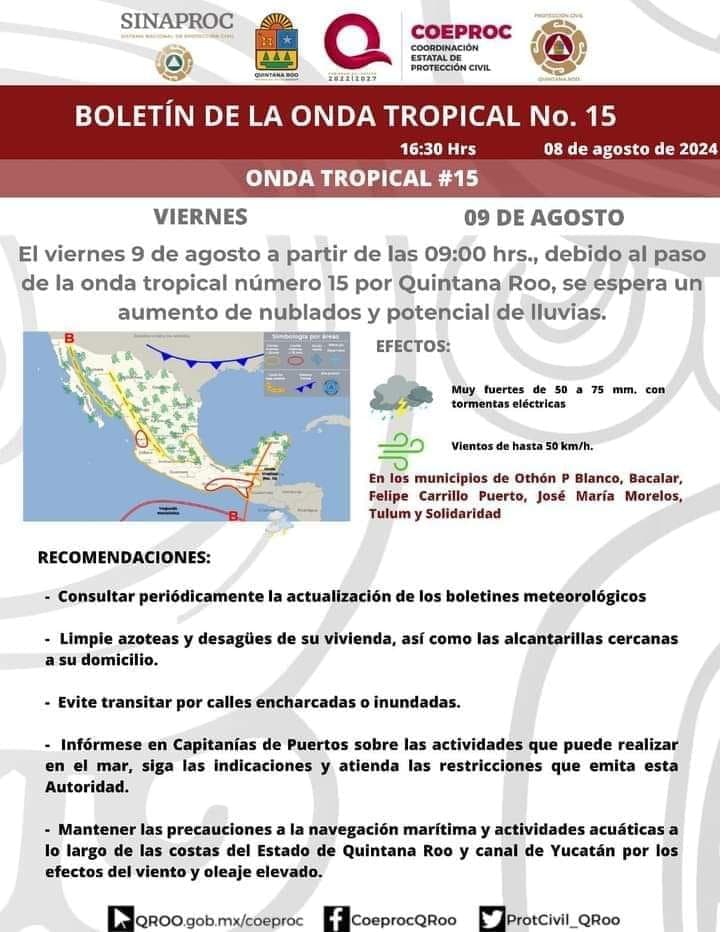 Este viernes ingresa la onda tropical No. 15 