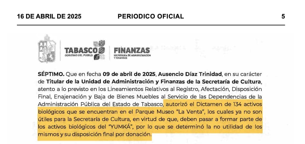 "Ya están desmantelando Parque Museo La Venta", alerta activista