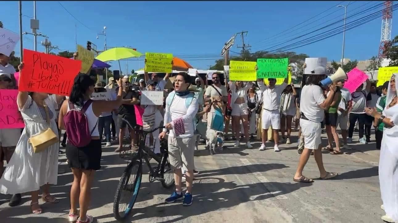 Manifestación en Tulum por cobro de acceso al Parque Jaguar