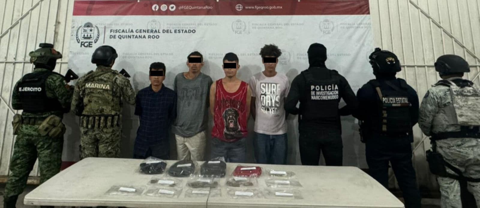 Aseguran drogas y 8 armas de fuego en tres cateos en Cancún