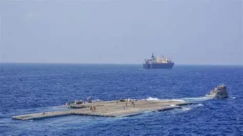 EUA instala muelle para llevar ayuda a Gaza