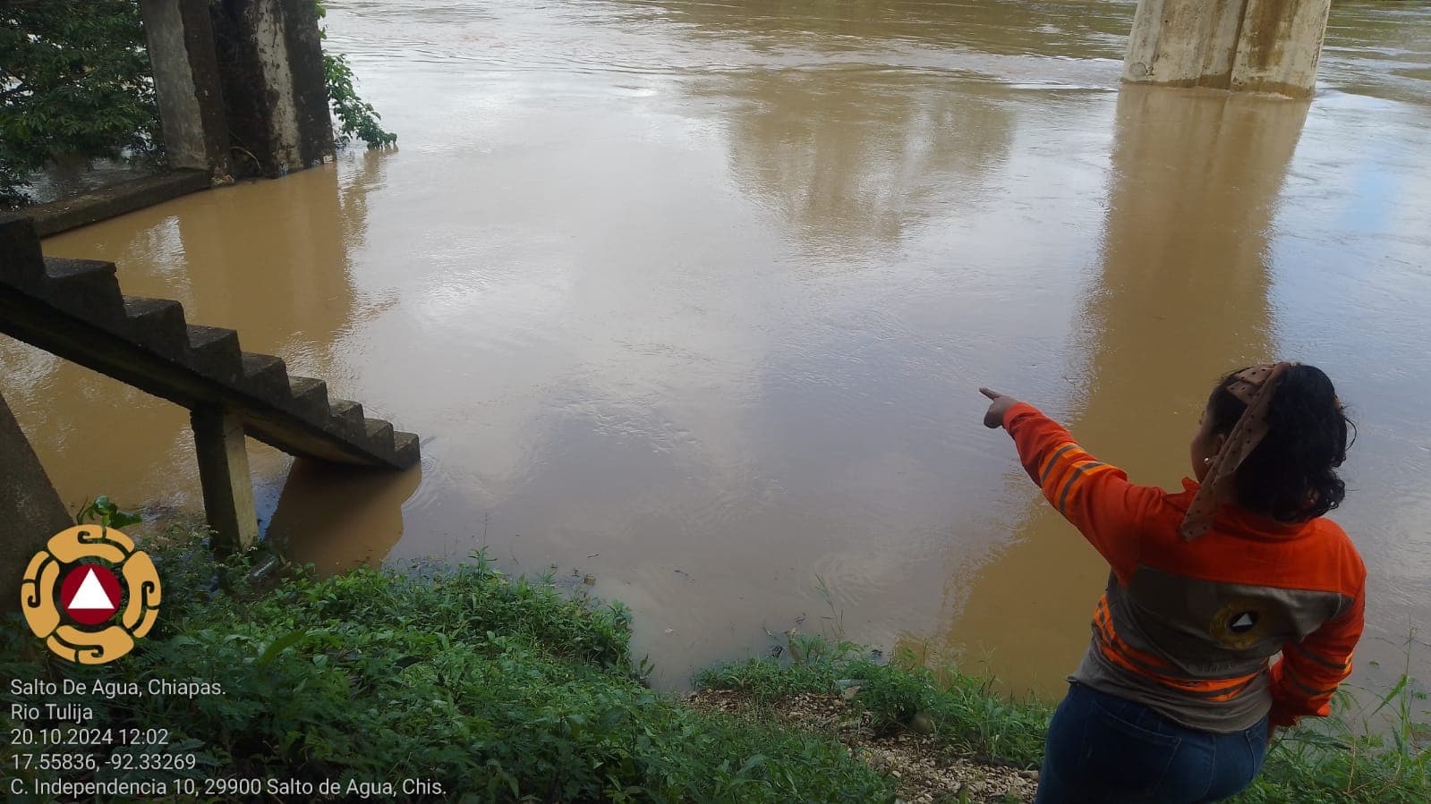 Alerta por posible desbordamiento del Río Tulijá en Salto de Agua