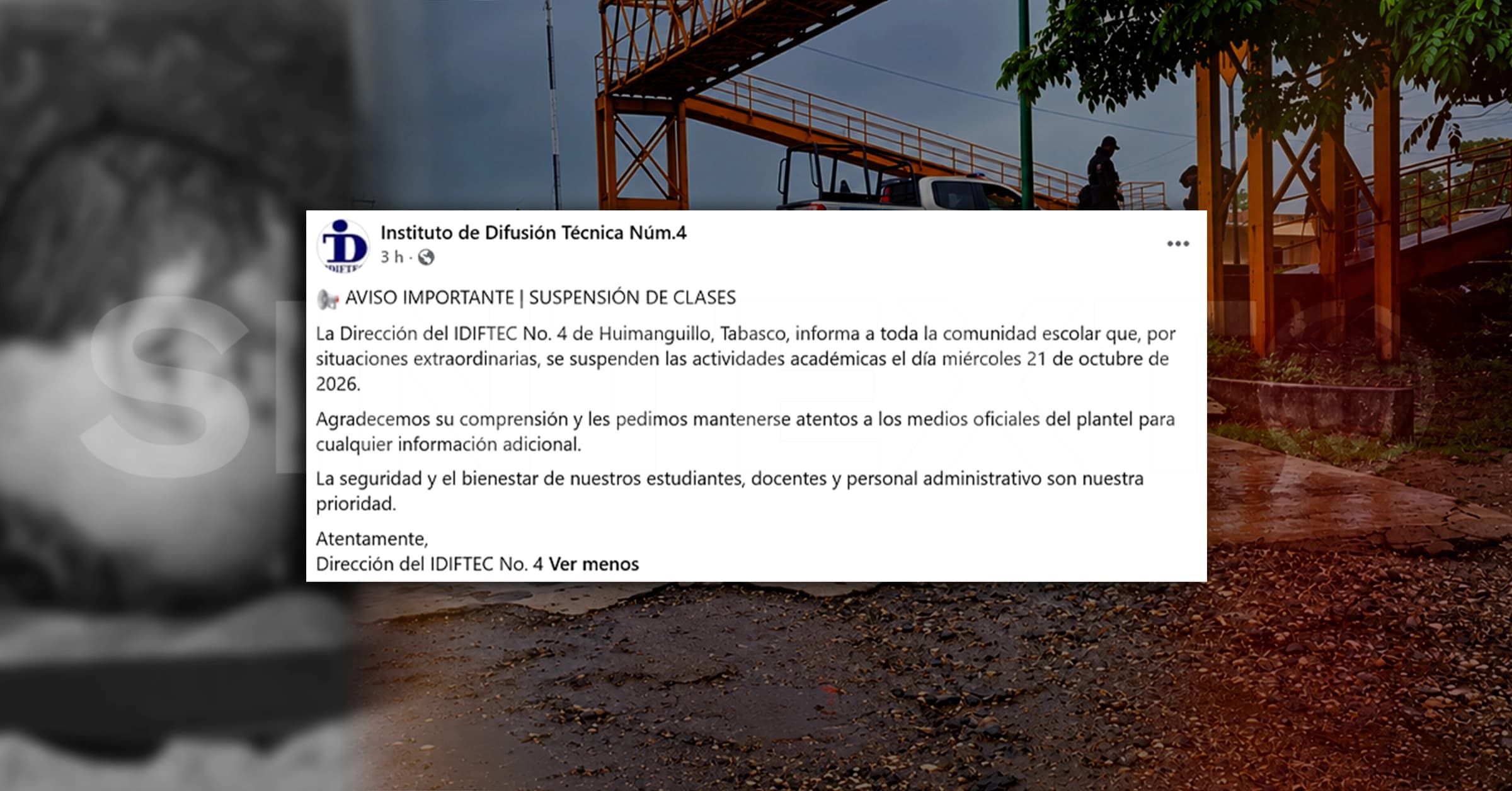Hallazgo de restos humanos paraliza actividades escolares en Huimanguillo