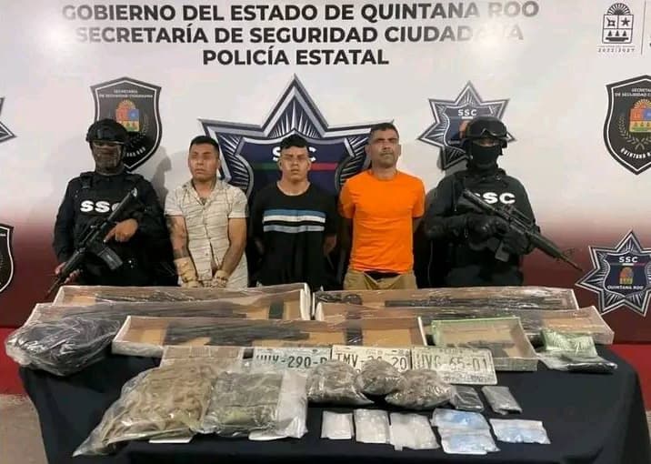 Detienen a sujetos con armas de fuego y drogas en Quintana Roo