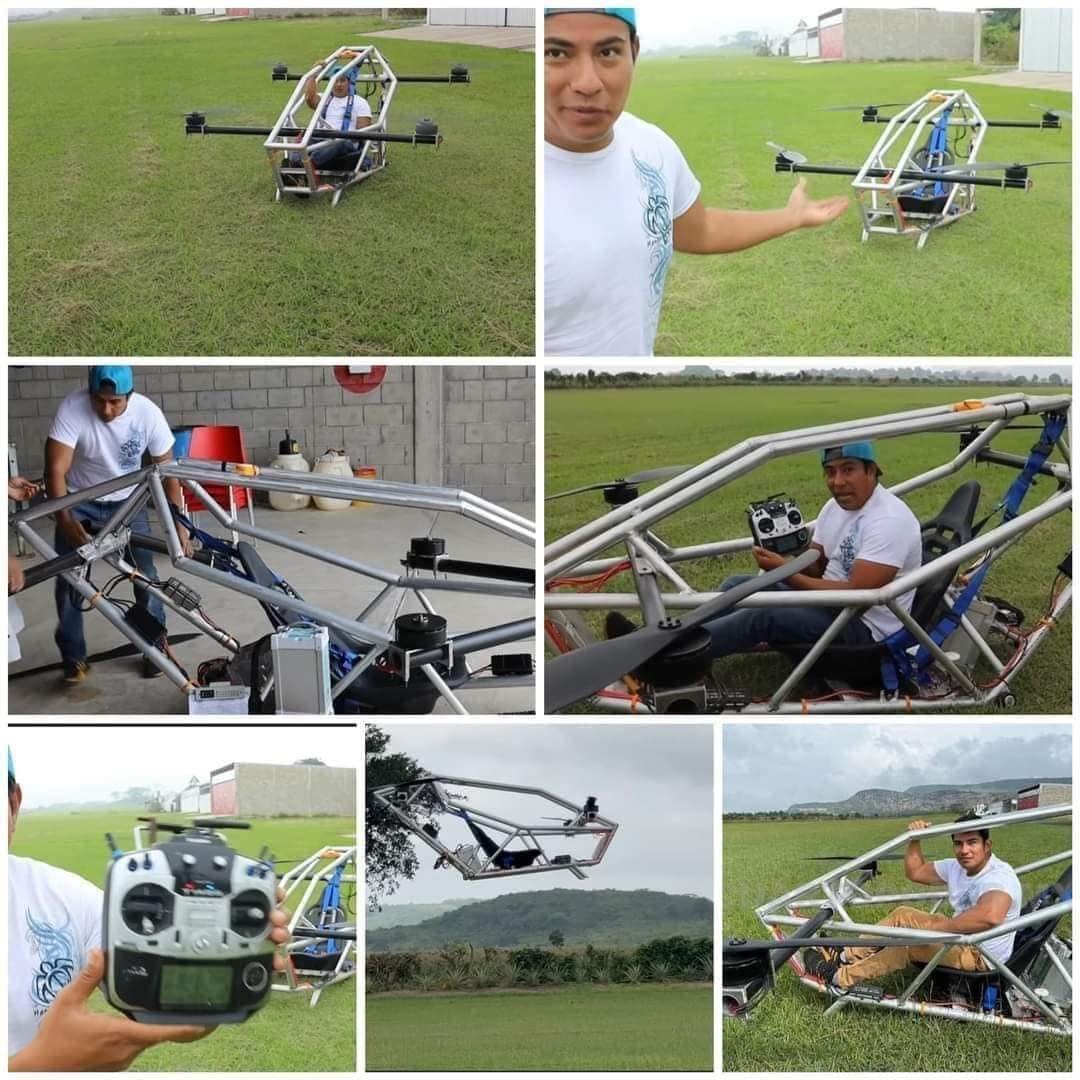Influencer construyen auto volador en Chiapas