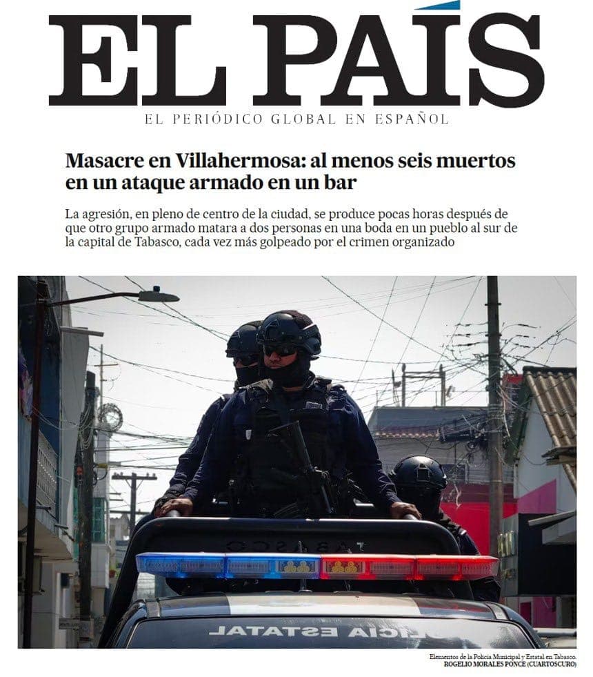 Masacre en Tabasco, retumba en el mundo