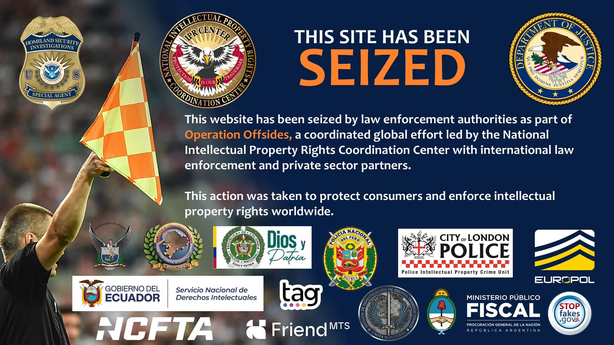 Incauta EU sitios web que transmitían ilegalmente el Mundial