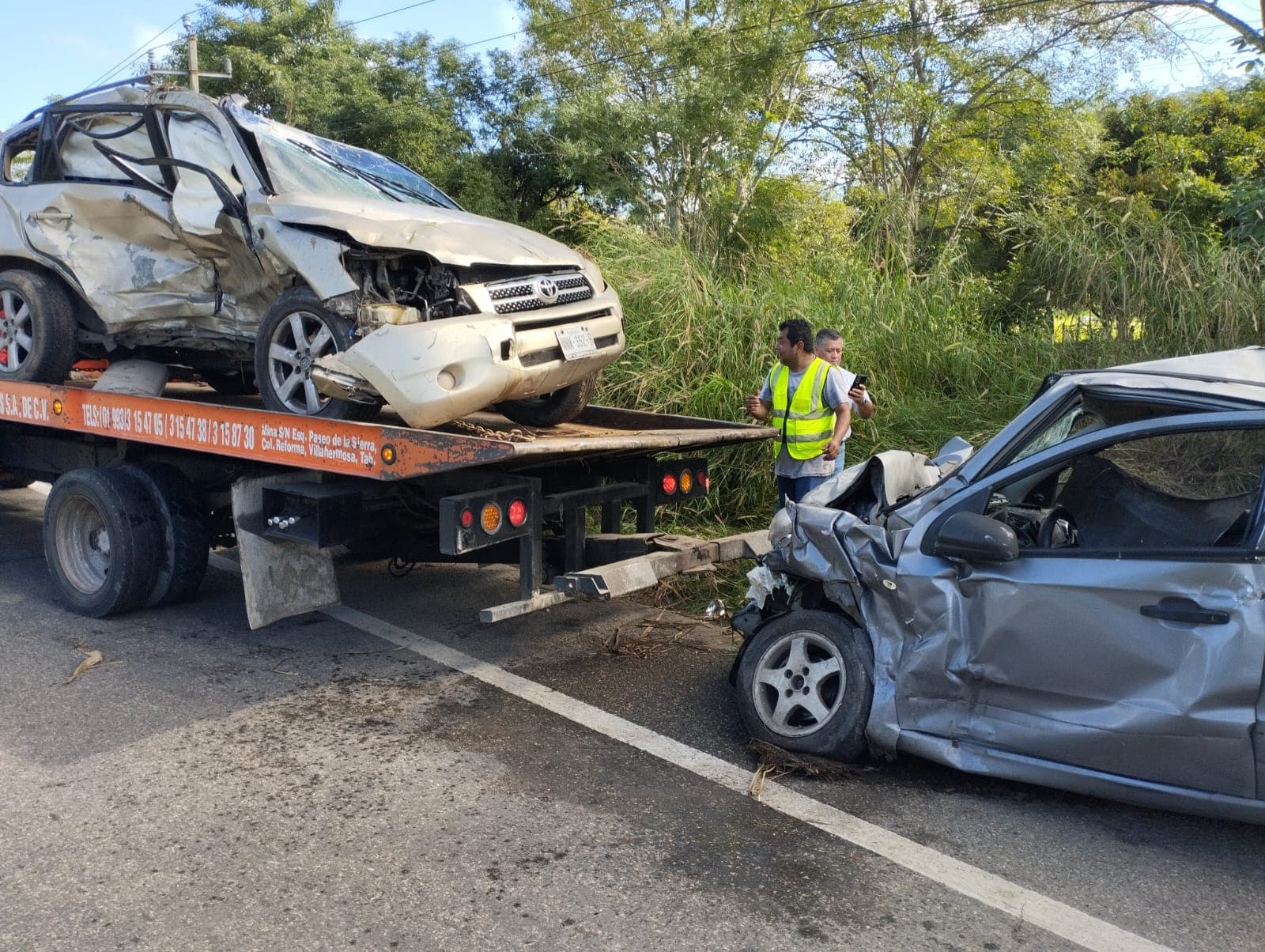 Choque deja 4 heridos y provoca caos vial en la Villahermosa-Teapa