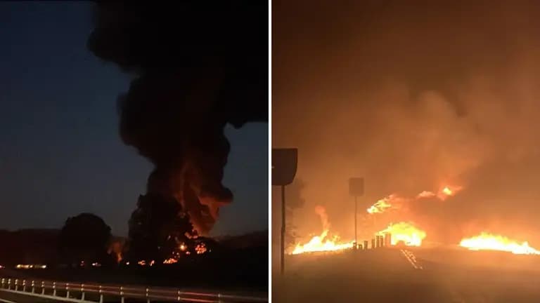 Buscan a chofer de pipa que explotó, cayó a un barranco